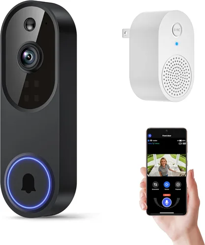 Orbitell Videoportero inalámbrico de 1080p con cámara Wi-Fi, audio bidireccional, visión nocturna, almacenamiento en la nube, detección de