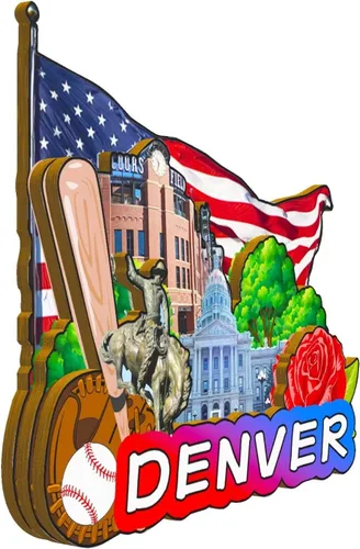 Miniatura 2 de Imán de madera para nevera de Denver Colorado, Estados Unidos, monumentos 3D, recuerdos coleccionables, decoración hecha a mano -1227