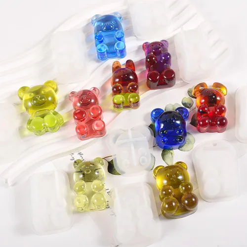 Miniatura 7 de 9 moldes de resina para llavero, molde epoxi de oso pequeño, molde de silicona de caramelo de gomita, lindo conejo y ratón, molde de fundición