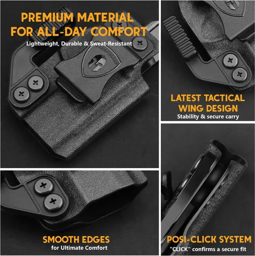 Miniatura 8 de WARRIORLAND IWB Funda Kydex con corte de garra y óptica, ajuste seleccionado para S&W Bodyguard 2.0, Hellcat Pro, Glock 17/19 Gen 3-5 y 19X / 43X