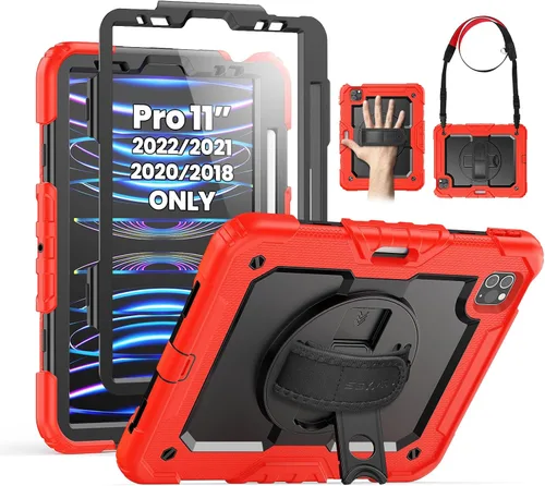 Miniatura 10 de SEYMAC Funda para iPad Pro 11 de 4ª, 3ª, 2ª, 1ª generación (2022/2021/2020/2018), funda protectora de cuerpo completo a prueba de golpes con Negro