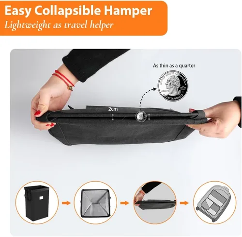 Miniatura 6 de MCleanPin Cesta de lavandería plegable de 225 litros con bolsas de lavandería, cesta de ropa sucia, cesta de lavandería con asas, cesta plegable