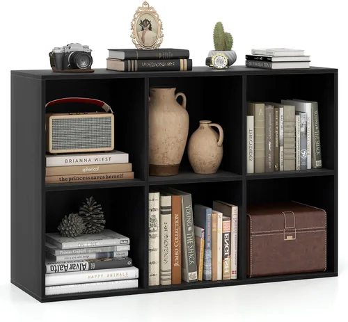 Giantex Estantería de 6 cubos, estantería de 3 niveles, estante vertical horizontal con kits antivuelcos, organizador de almacenamiento moderno para