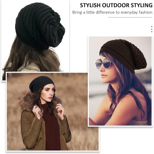 Miniatura 7 de DANMY Gorros de invierno para mujer cálidos y gruesos de punto trenzado suave para mujer