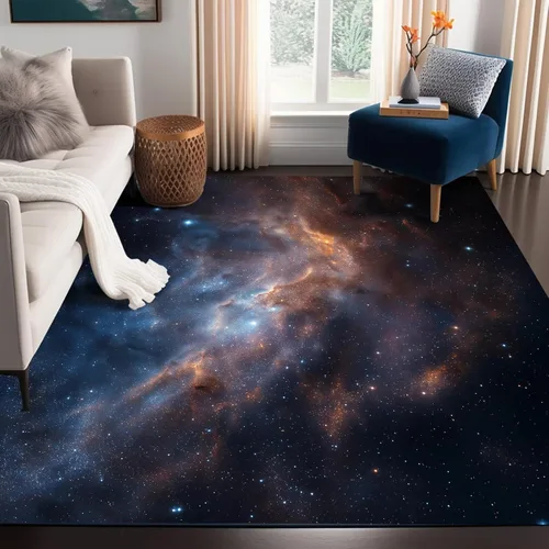 Miniatura 17 de Alfombra de galaxia de 2 x 3 pies, alfombra espacial para niños y niñas, dormitorio, sala de estar, océano, transbordador, barco, alfombra de noche