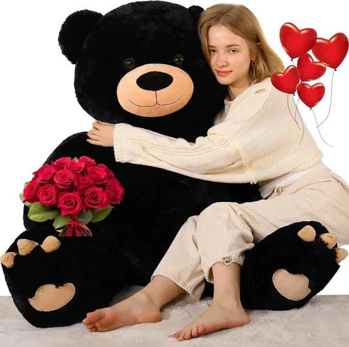 Tezituor Oso de peluche grande de 59 pulgadas, animal de peluche negro gigante para baby shower, Navidad, día de San Valentín o cumpleaños, oso de