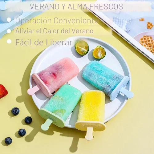 Miniatura 4 de Juego de moldes para paletas de 6 piezas, fabricante de paletas de hielo - libre de BPA, moldes para paletas de hielo de fácil liberación, moldes