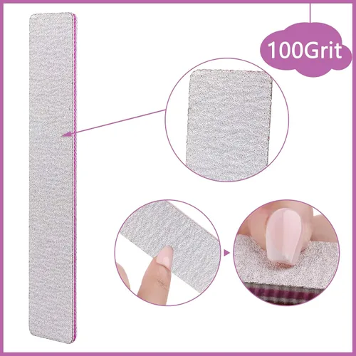 Miniatura 2 de Paquete de 24 limas de uñas, grano 100/180 de doble cara, profesional, reutilizable, lavable, lima de uñas, herramientas de manicura para uñas