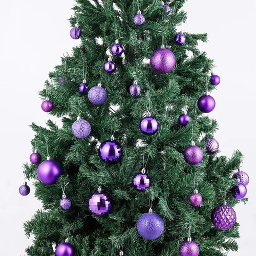 Miniatura 9 de LANGXUN 36 piezas de bolas de decoración de árbol de Navidad moradas, bolas de Navidad, decoración de Navidad 2025, adornos navideños irrompibles