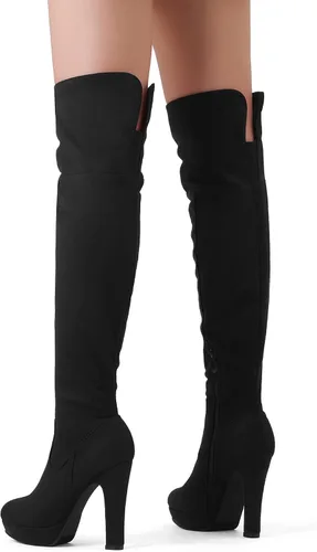 Miniatura 4 de Dream Pairs - Botas elásticas por encima de la rodilla para mujer con tacón grueso y plataforma