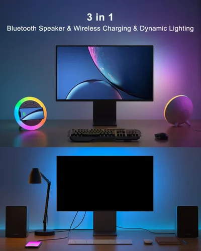 Miniatura 6 de Swarmir Altavoz Bluetooth con luces, altavoz de carga inalámbrica, las mejores ideas de regalo de cumpleaños para adolescentes, aplicable
