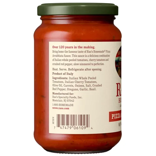 Miniatura 5 de Rao's Homemade Arrabbiata Pizza Sauce Made with Italian Tomatoes, 12.3 oz (Pack of 6)