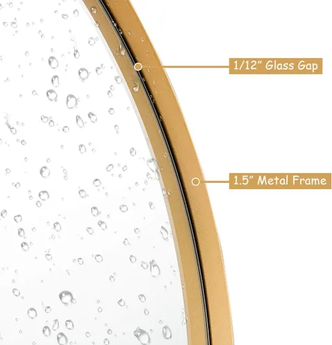 Miniatura 3 de Tangkula Espejo redondo para colgar en la pared de 28 pulgadas, espejo redondo para baño, marco de metal, espejo circular decorativo para baño, sala