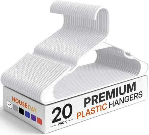 Miniatura 10 de HOUSE DAY Perchas de Plástico Premium Paquete de 10, Perchas para Ropa que Ahorran Espacio, Colgador Resistente para Abrigos - Organizadores