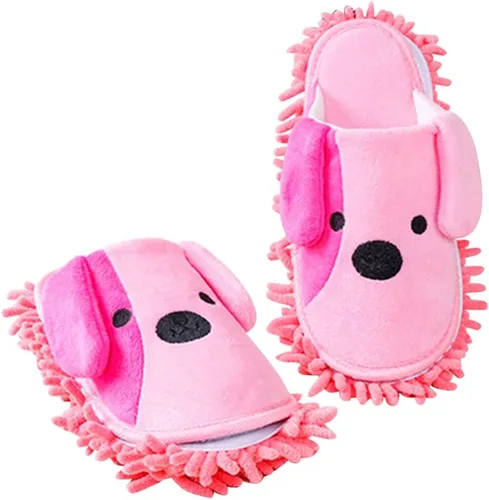 FOMIYES 1 par de pantuflas limpiador de piso, trapeador de dibujos animados, zapatos para limpieza de piso, zapatos de mopa, zapatos de mopa húmeda,