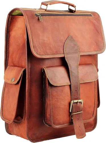 Mochila para portátil de cuero genuino de grano superior para hombres y mujeres, mochila vintage hecha a mano, mochila de viaje, regalo para hombres
