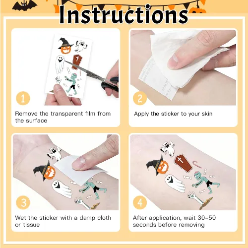 Miniatura 7 de 167 tatuajes de Halloween para niños, tatuajes temporales que brillan en la oscuridad, tatuajes temporales impermeables y luminosos, calcomanías