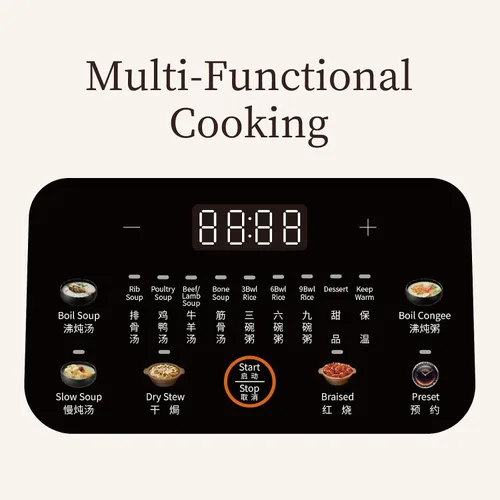 Miniatura 2 de Joydeem Olla eléctrica de 4 cuartos de galón, olla multifuncional de 500 W con interior de cerámica, sopa, gachas de avena, estofado, estofado