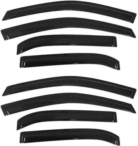 8 Pieces - Sun Rain Vent Deflector Guard Window Visor Tape External Window Style Acrylic Smoke Tinted Set for Chevy for Equinox 2010-2017