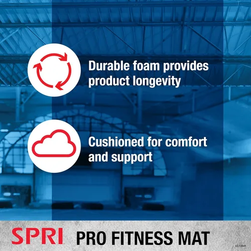 Miniatura 5 de SPRI Pro Fitness Matt de 0.472 pulgadas (0.472 in) - Tapete de ejercicio grueso para entrenamientos de piso, sentadillas, flexiones, estiramiento