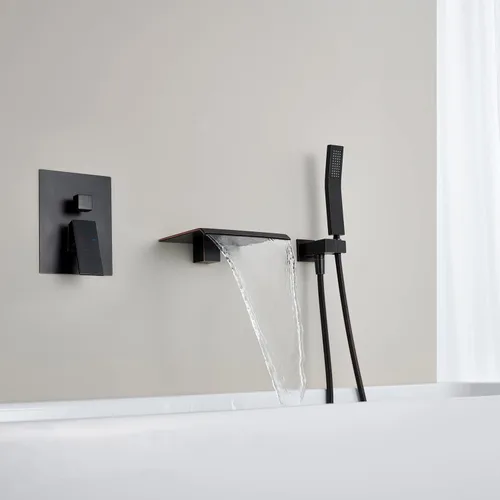 Miniatura 5 de Wowkk Grifo de Bañera de Montaje en Pared Relleno de Bañera Cascada Grifo de Bañera Bronce Aceitado Relleno de Bañera de Latón Grifo de Bañera