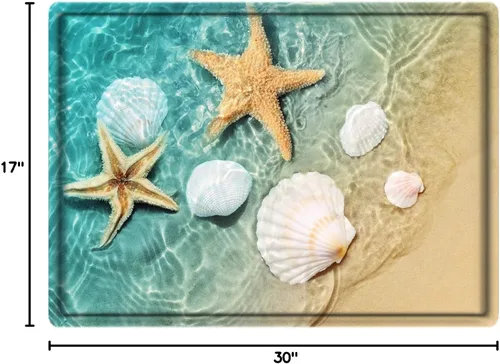 Miniatura 2 de LYFANS Alfombras de baño de espuma de esponja absorbente suave para baño y cocina (30 x 17 pulgadas), tapete de franela antideslizante brillante