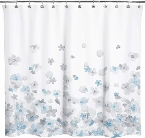 Miniatura 10 de Sunlit Design 36 x 72 Pulgadas Cortina de Ducha Azul y Gris Pequeña para Estacionamiento, Cortinas de Baño Estrechas de Medio Tamaño para RV