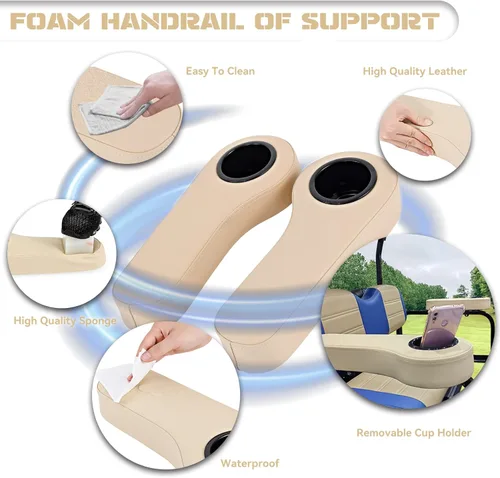Miniatura 3 de XUANYUDG0769 Reposabrazos de carrito de golf con portavasos para EZGO TXT Club Car DS Precedent y Yamaha Kit de asiento trasero, marco de soporte