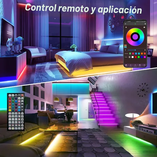 Ledagic Luces LED para dormitorio de 50 pies con sincronización de música que cambian de color, tira de luces LED con control remoto y aplicación,