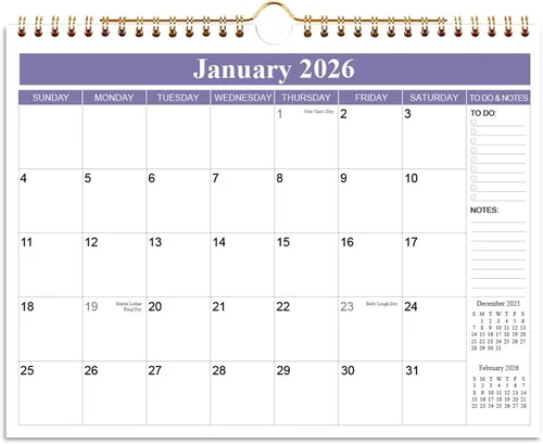 Miniatura 13 de Calendario de escritorio grande 2026, desde enero de 2026 hasta diciembre de 2026, calendarios de escritorio de 22 x 17 pulgadas con lista de Púrpura