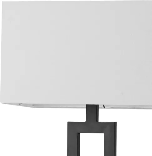 Miniatura 6 de Globe Electric 67046 - Lámpara de pie de 58 pulgadas, acabado negro mate, pantalla rectangular de lino blanco, diseño geométrico moderno, base E26