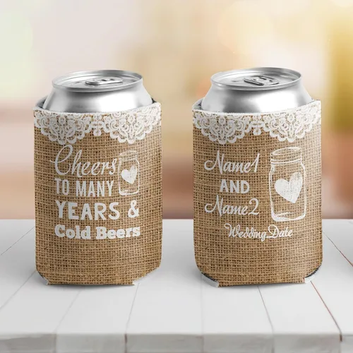 Miniatura 2 de VictoryStore Personalizado Rústico Boda Puede Enfriador Saludos a Muchos Años Y Cervezas Frías, Boda Puede Enfriadores Conjunto De