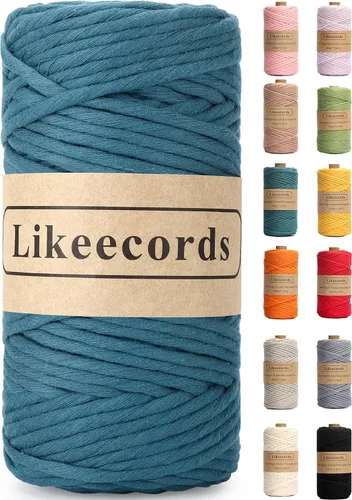 Miniatura 53 de Likeecords - Cuerda de macramé de 4 mm de un solo hilo, 80 m de cuerda de macramé colorida, cuerda de algodón para macramé, cuerda de algodón
