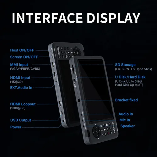 Miniatura 8 de Grabadora de video 1080P 60FPS USB2.0 con pantalla de 7 pulgadas, captura DVI/HDMI/CVBS/VGA/YPBPR desde VCR, DVD, cintas VHS, videocámaras, Hi8,