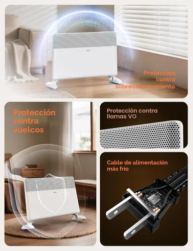 Miniatura 8 de Ballu Calentador de espacio de panel de convección para habitación grande, calentador eléctrico de 1500 W con termostato programable, control