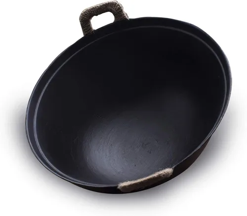 Miniatura 3 de ZhenSanHuan Wok de hierro fundido hecho a mano, sin revestimiento, sin pintura, saludable y duradero (11.8 pulgadas)