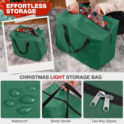 Miniatura 6 de Paquete de 3 bolsas de almacenamiento para árbol de Navidad, para árboles artificiales de hasta 7.5 pies, duraderas e impermeables con asas de Gris