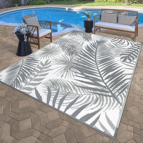 Miniatura 17 de Alfombras para Exteriores 9'x12' para Patios, Alfombra de Paja de Plástico Reversible para Exteriores en Claro, Alfombra de Exterior Grande para RV
