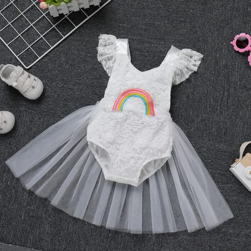 Miniatura 115 de Traje de bebé niña primer cumpleaños traje de encaje tul mameluco princesa tutú vestido de un año cumpleaños pastel Smash fotografía ropa