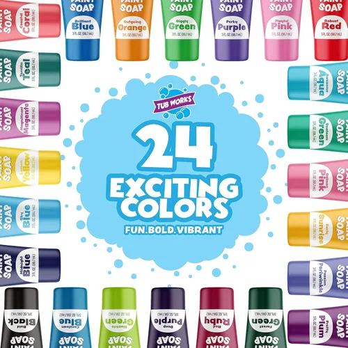 Miniatura 2 de Tub Works® Pintura de Bañera Jabón Juguete de Baño, Paquete de 24 Pintura de Bañera Lavable No Tóxica para Pintado con los Dedos en la Tina