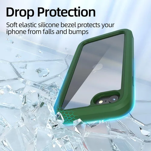 Miniatura 4 de WXR Funda para iPhone SE 2022/2020, iPhone 8/7/6S/6, parachoques de silicona suave y parte trasera e interior de policarbonato duro transparente