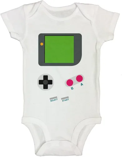 Lindo Body de bebé "Vintage Gameboy" Camisas divertidas - Little Royaltee 9-12 meses, color blanco