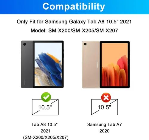 Miniatura 2 de LAMA Funda con teclado retroiluminado de 7 colores con mouse para Samsung Galaxy Tab A8 de 10.5 pulgadas, funda de teclado inalámbrico con soporte
