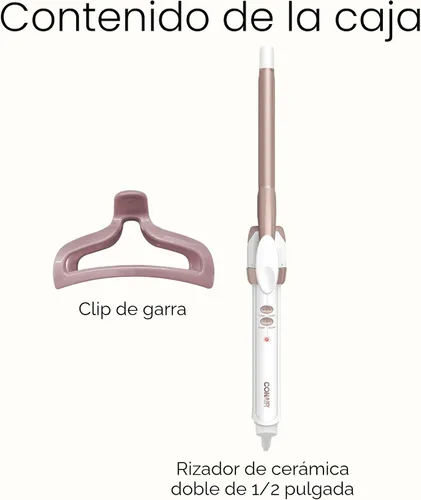 Miniatura 8 de Conair Rizador de Cerámica Doble de ½ Pulgada con Clip de Garra de Bonificación, Barril de ½ Pulgada Crea Rizos en Espiral, Rizador de Cabello