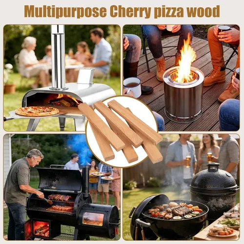 Miniatura 7 de Horno de pizza de 19 libras, madera de cerezo secada al horno, de 8 pulgadas, mini troncos de cocción sin corteza para hornos de pizza, parrillas