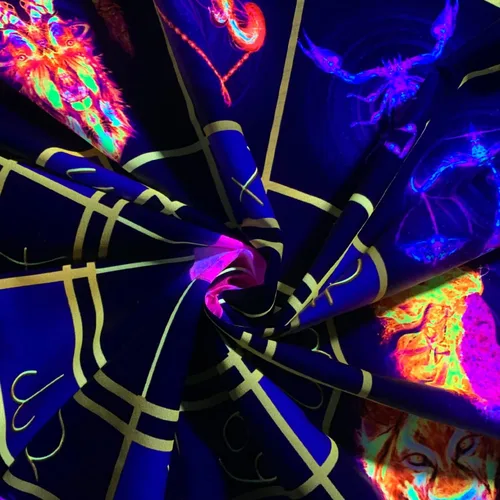 Miniatura 5 de Tapiz de luz negra del zodiaco – Reactivo UV que brilla en la oscuridad constelación brujería colgante de pared para dormitorio