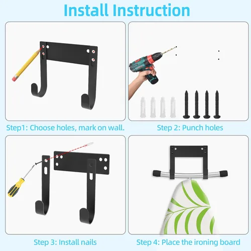 Miniatura 6 de JUYSON - Soporte de pared para tabla de planchar para tabla de planchar con patas T&Y, pequeño soporte de pared para tabla de planchar, soporte