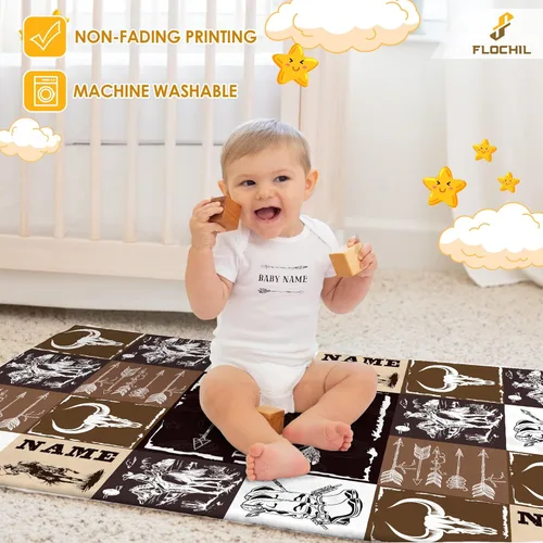 Miniatura 5 de FLOCHIL Manta de bebé personalizada para niños, manta de bebé personalizada con nombre, manta de bebé occidental personalizada, regalo para baby
