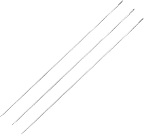 Miniatura 16 de 10 agujas Lei para fabricación de Leis, aguja de costura de ojos grandes de 4.7 pulgadas para manualidades, aguja larga de Lei para hacer flores