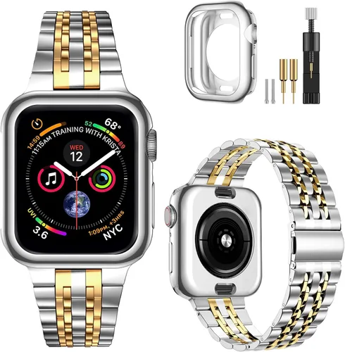 Miniatura 11 de MioHHR - Correa compatible con Apple Watch de 49 mm Ultra 3/2/1, correa de metal de acero inoxidable sólida para iWatch 49 mm Series Ultra 3/2/1